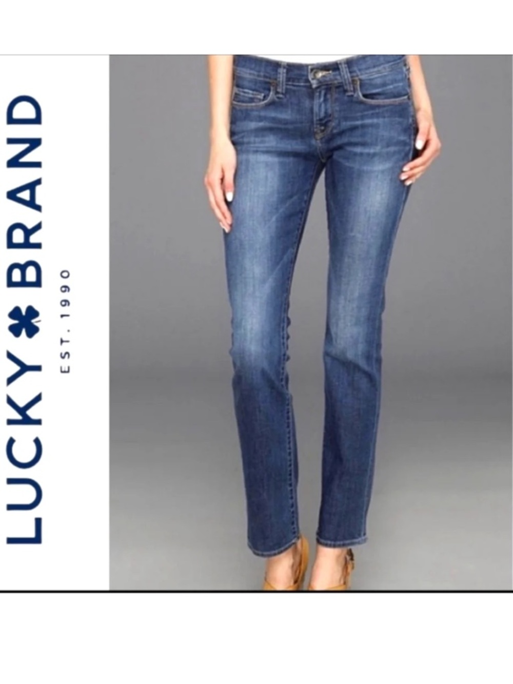 Lucky Brand Sofia Straight Blue Jeans with Faded Detail Size 2 Long